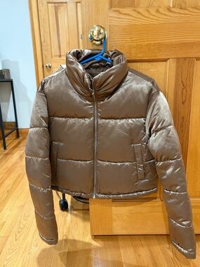 7 For All Mankind Metallic Taupe Puffer Jacket